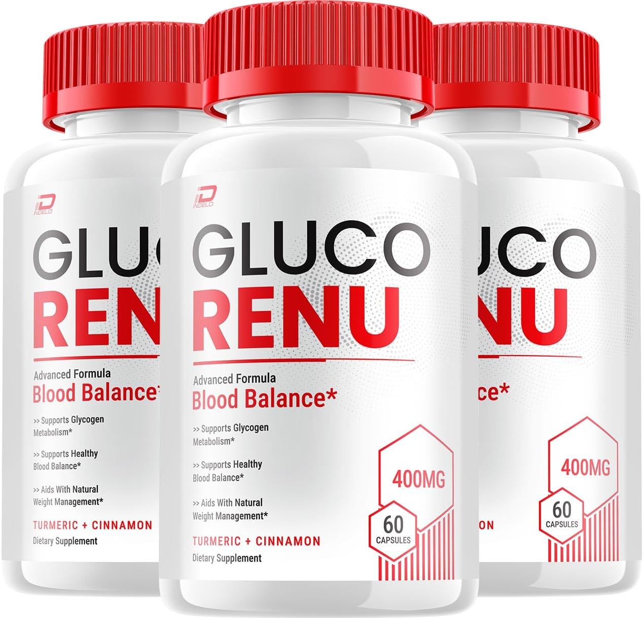 Gluco Renu capsules bottle, front-facing product shot